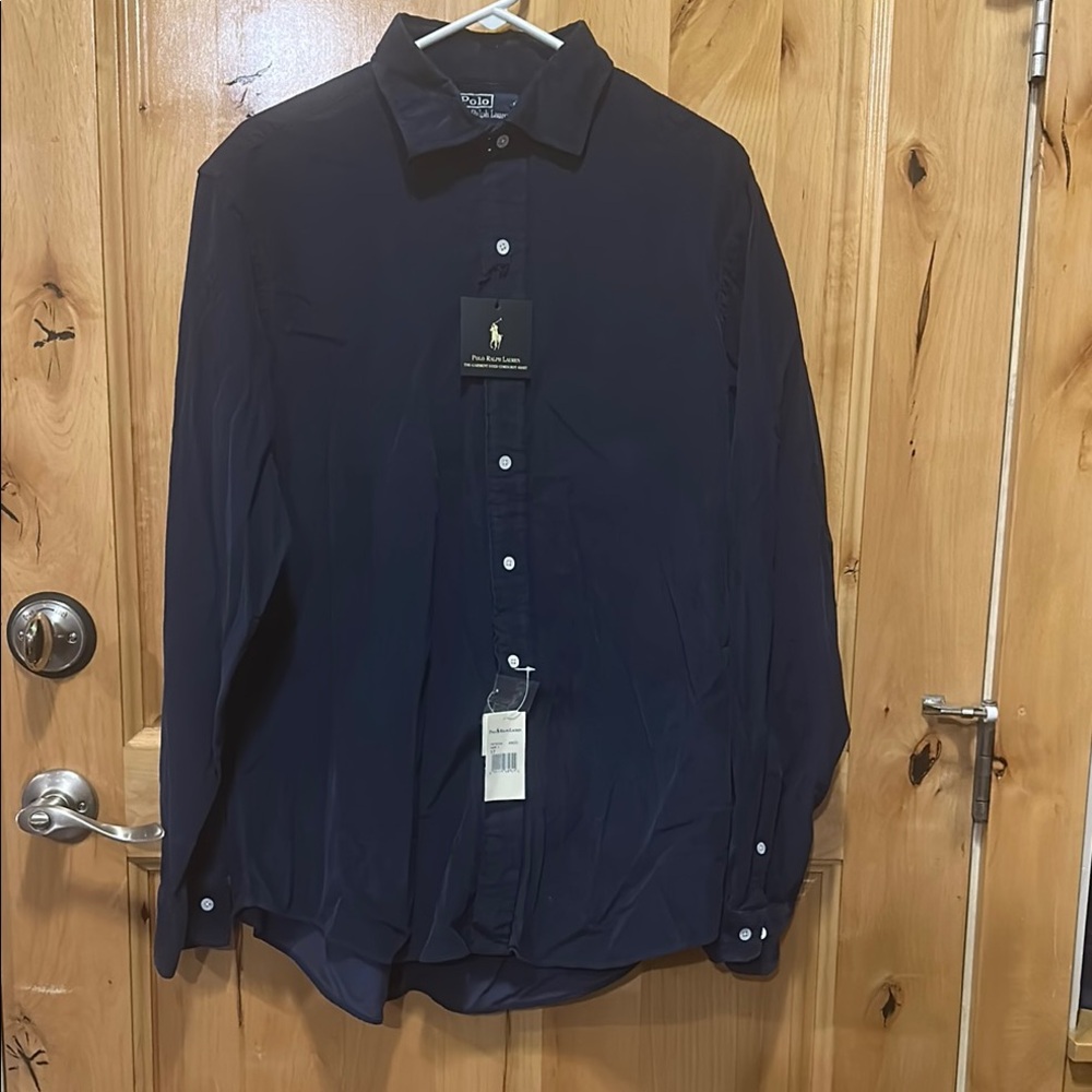 Ralph Lauren corduroy Blue Casual Button Down Shirt Sz 17 XLj